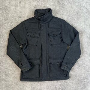 Kane & Unke Wool Blend Utility Zip Up Hooded Jacket